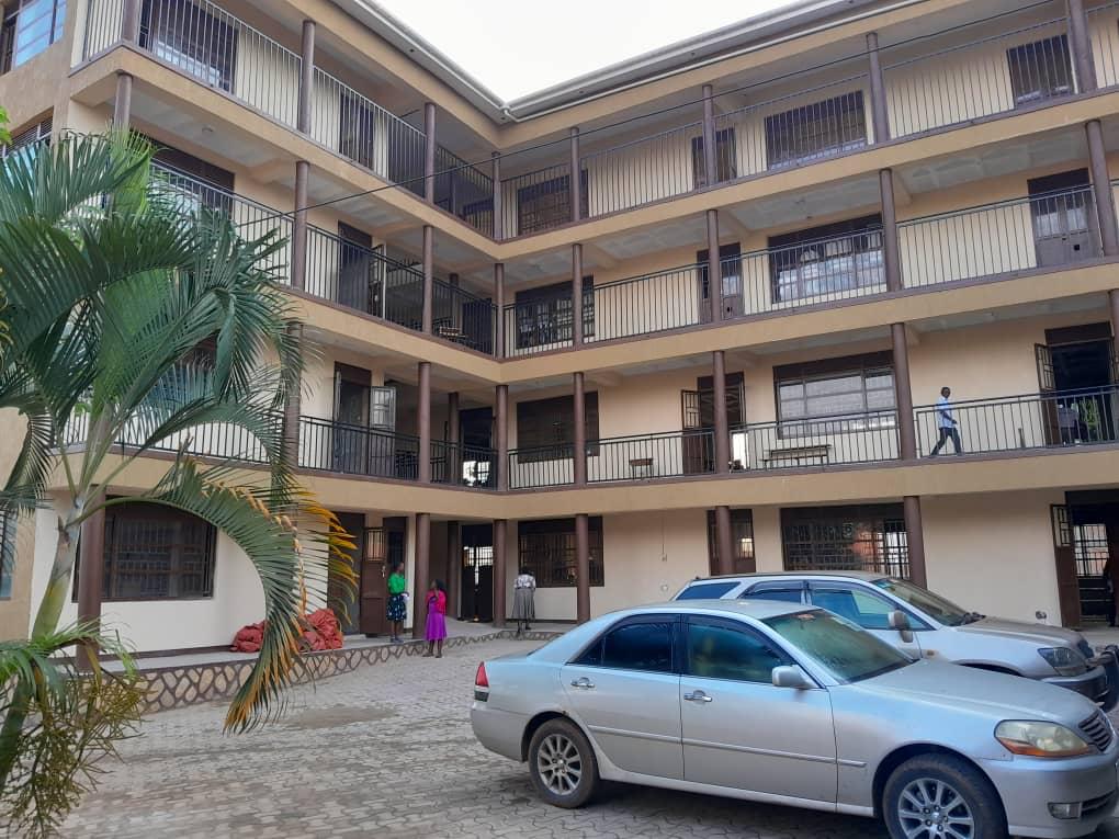 The inner courtyard of the four-storey Buloba Christian High School classroom block